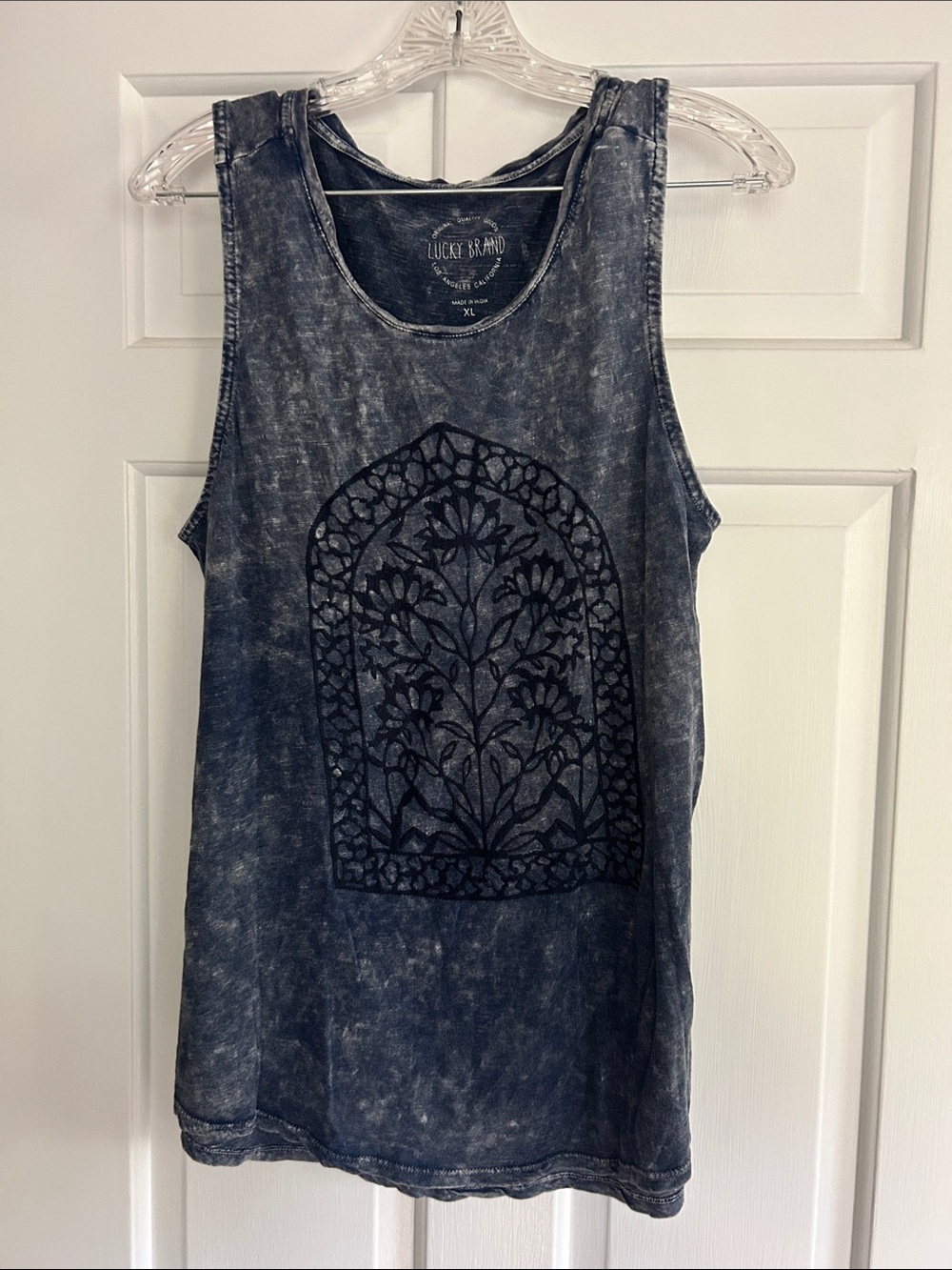 Lucky Brand Mineral Wash Navy Floral Panel Tank